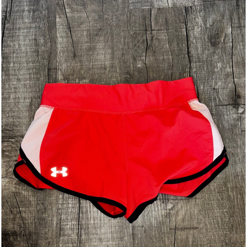 Under Armour Girls Red HeatGear Running Shorts Fitted Athletic‎ Size Small SM